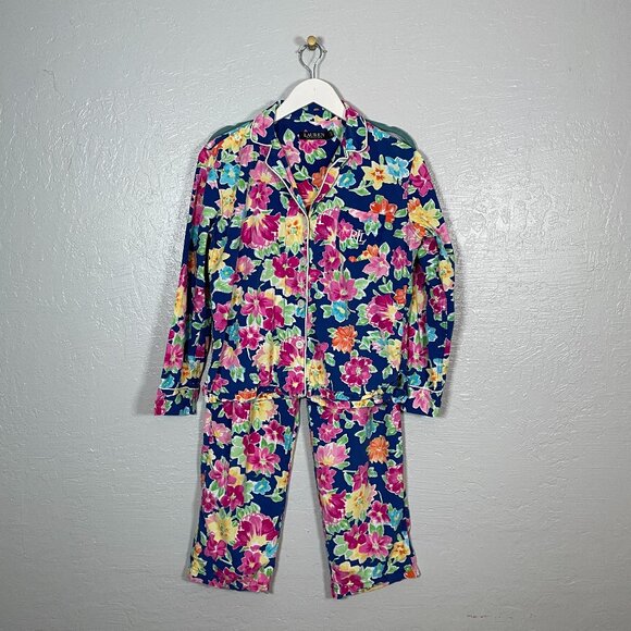 Lauren Ralph Lauren Other - Lauren Ralph Lauren Women S Pink Blue Floral Pajama Set Cotton Button Front